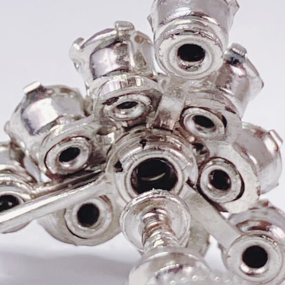 Vintage 1950s Earrings Purple Rhinestone Screw Back Mid Century Jewelry - Picture 9 of 13